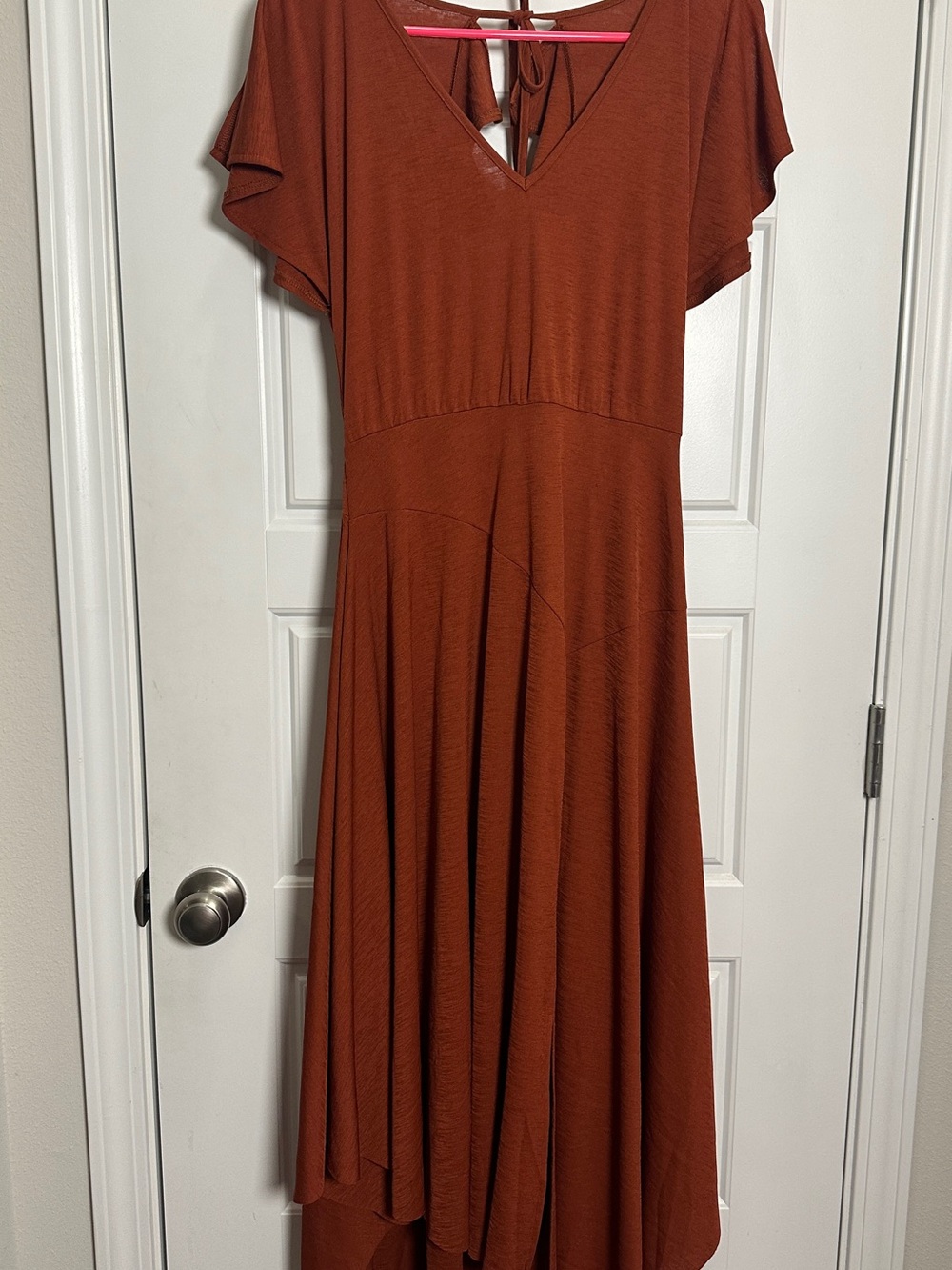 Joyfolie Mia Joy Rust V-Neck Flutter Sleeve Dress - NWOT Small